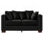 Velours noir, style contemporain, accoudoirs carrés, clous argentés, sièges à ressorts, housses de coussin amovibles, rangement sous l'assise, canapé deux places, accoudoirs modernes, matelas à ressorts ensachés lavable à la machine
