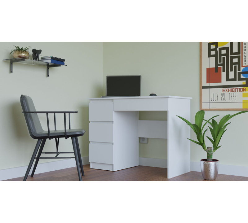 Eufelia Computer Desk, White, Left