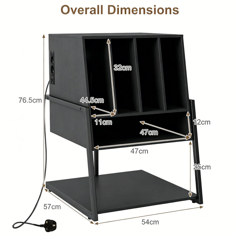 76.5cm H Media Shelves, Black