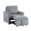 Élégant fauteuil en velours côtelé gris avec méridienne coulissante et poche latérale pour le balcon - une option confortable