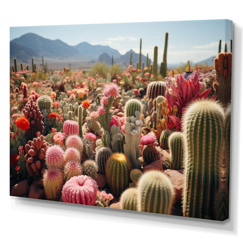 Cactus vert et rose II - impression, H 34 po x l 44 po x P 1,5 po, Toile tendue