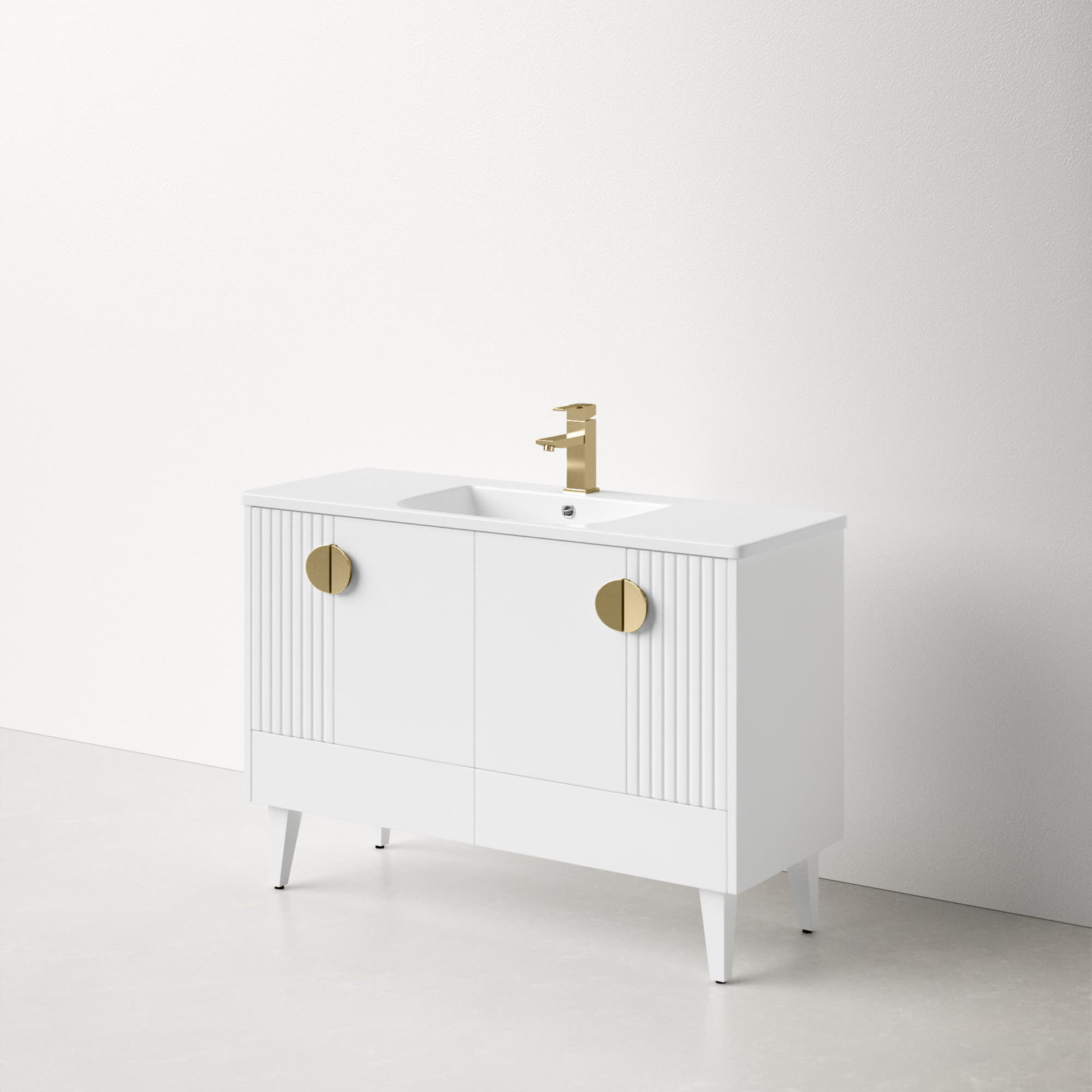 Saimah 48'' Single Bathroom Vanity, White Matte, Satin Brass