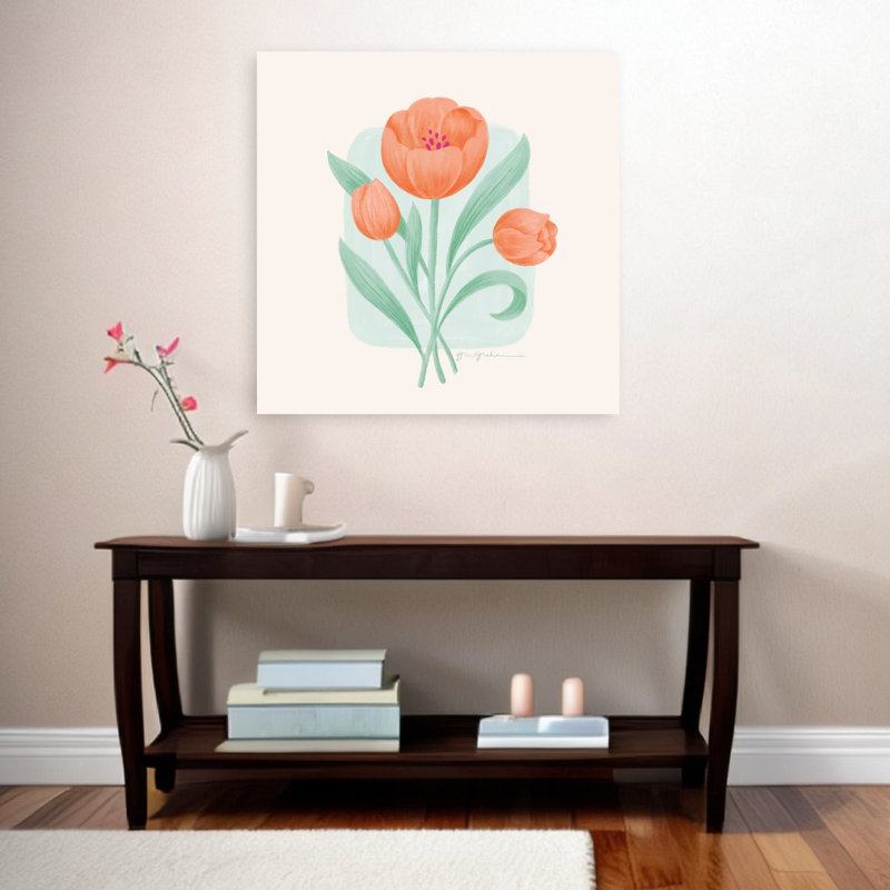«Spring Blooms III Abstract Contemporary Tulip Flower Landscape», reproduction d'art murale, H 36 po x l 36 po