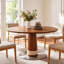 Table de salle à manger ronde en bois massif 47,24 ", table de cuisine à piédestal pour la salle à manger, base en acier inoxydable, style Mid-Century moderne