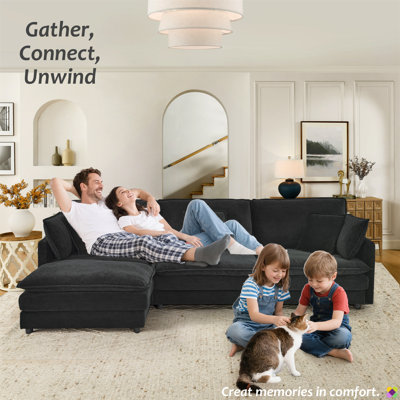 Azzaria 110.2"W Modular LAF RAF Sectional, Sofa Couch, 3 Seater