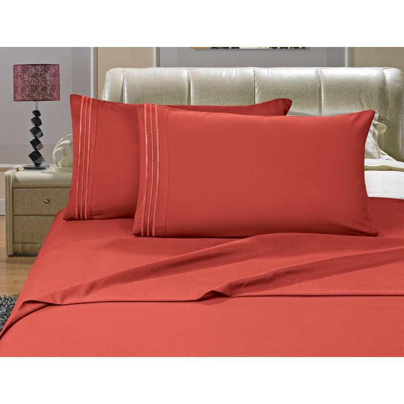  1500 Thread Count Microfiber Sheet Set, California King, Rust