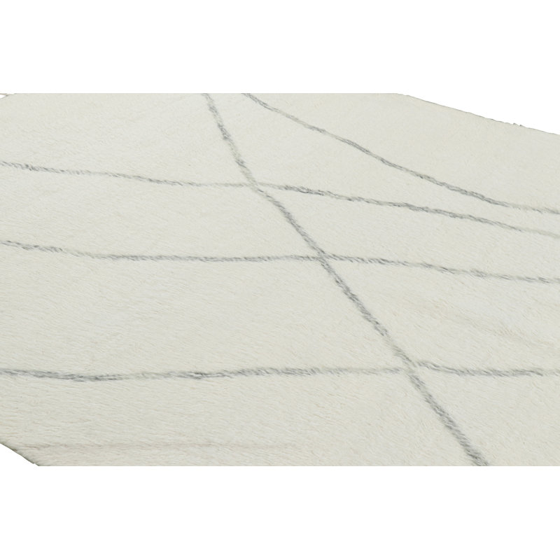 Moroccan Hand Knotted Wool Geometric Area Rug, Rectangle 9' x 12'