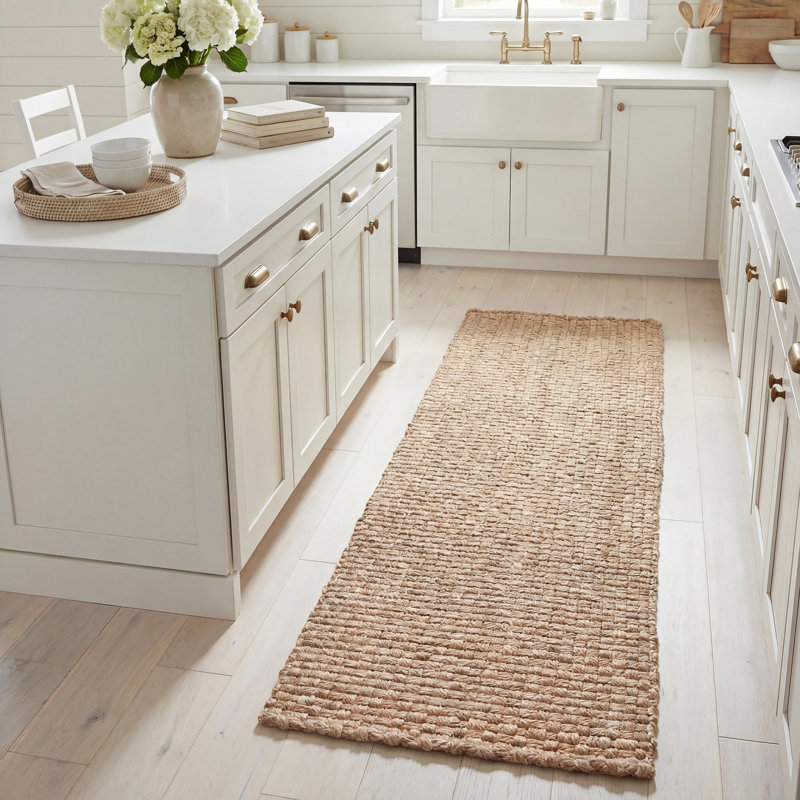 Tapis en jute tissé à la main Amontay, Tapis de couloir 2 pi 3 po x 8 pi