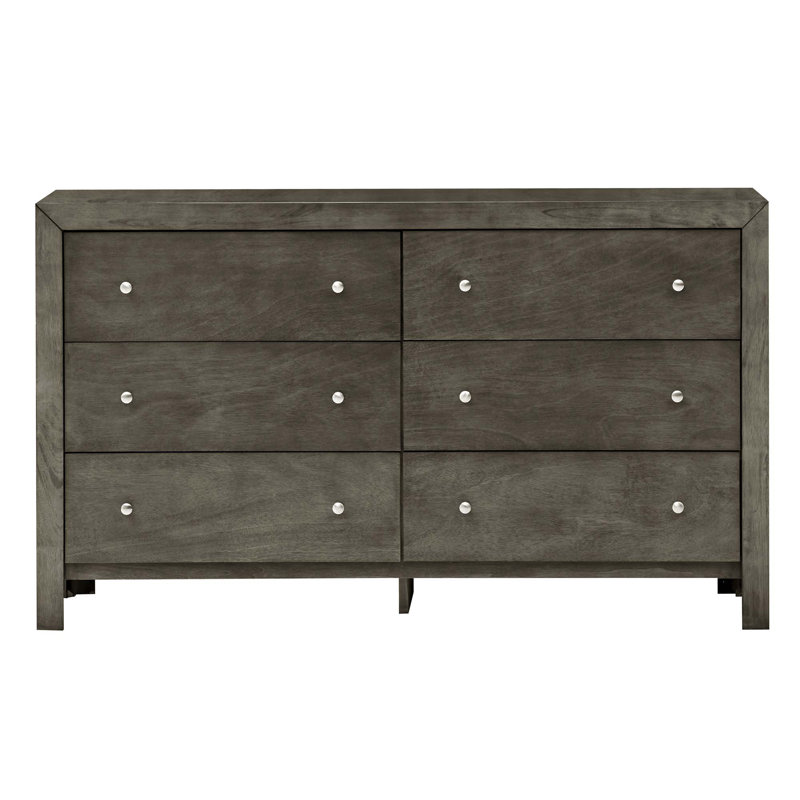 Commode 6 tiroirs, armoire de rangement, Gris