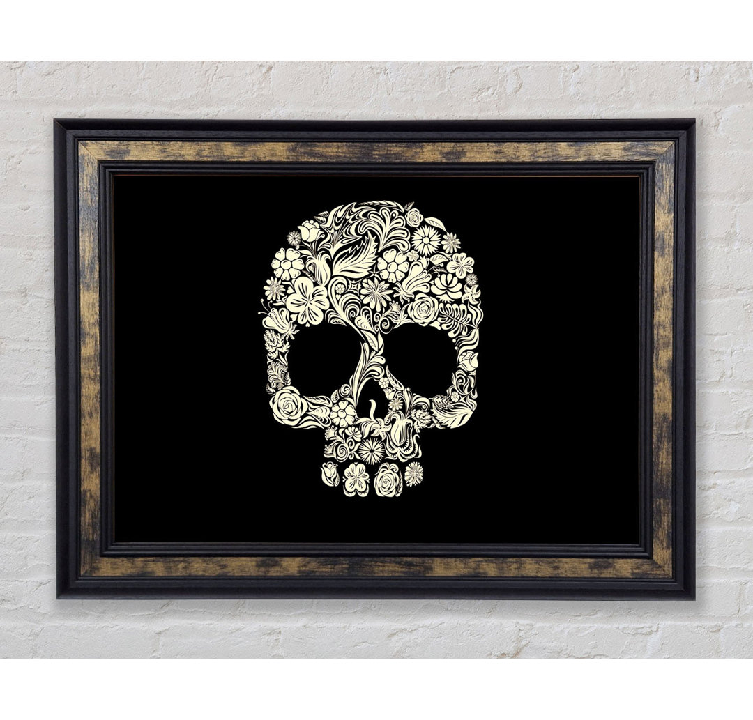 Skulls Floral - Einzelner Bilderrahmen Kunstdrucke