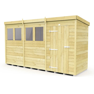 12ft x 4ft Pent Shed - Single Door with Windows