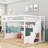 Queen Loft Bed with Integrated Wardrobe and Storage Shelves-1150218220