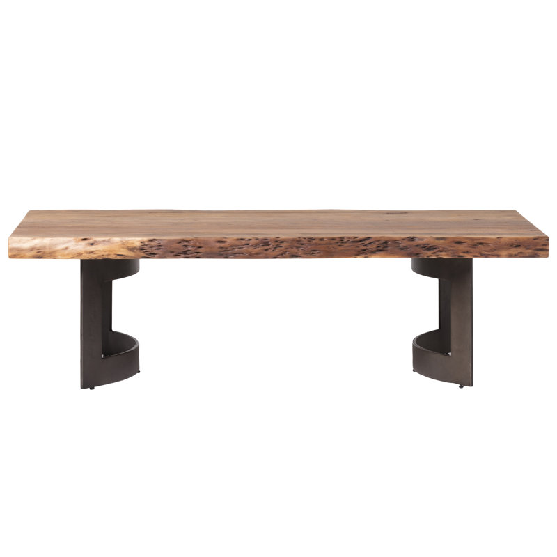 Table basse en bois massif Burnell, Brun pâle