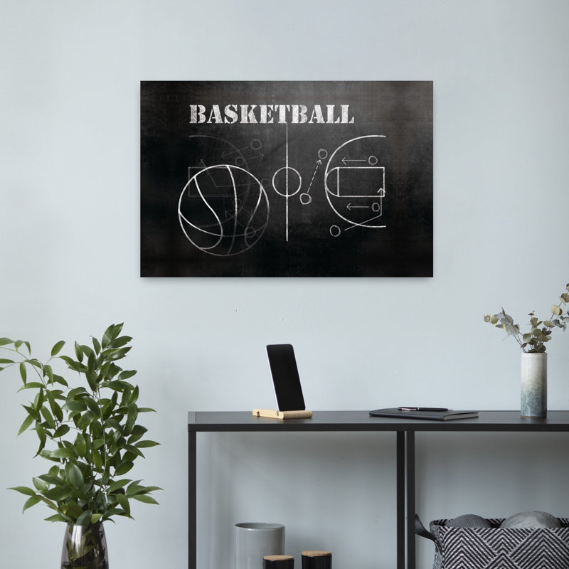 Le basketball joue de l'art contemporain, 16" H x 24" W
