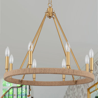 Hendon 8 - Light Dimmable Kitchen Island Wagon Wheel Chandelier