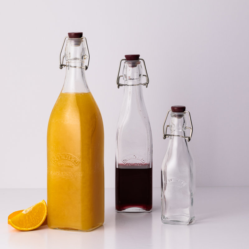 Square Clip Top Bottles - Set Of 3 (9Oz, 16Oz, 34Oz)