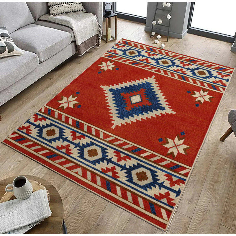 Southwestern Area Rug Hotel Quality Natural Canvas Backing Low Pile Durable Area Rugs, Rectangle 7'10" x 9'10"