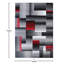 Tapis intérieur rouge et gris à motif géométrique de style moderne Abbie-May-1633706382