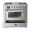 Majestic III Series 36 Inch Dual Fuel Range with 6 Sealed Burners, Griddle, in Glossy Black (Natural Gas, Brass Trim)-996369060-996369085-996369093