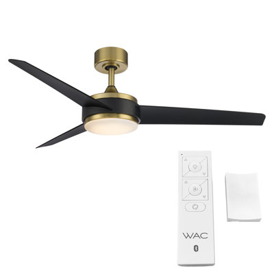 Ventilateur de plafond intelligent d'intérieur / extérieur 54 pouces 3 pales avec télécommande et ensemble d'éclairage à DEL à intensité variable inclus