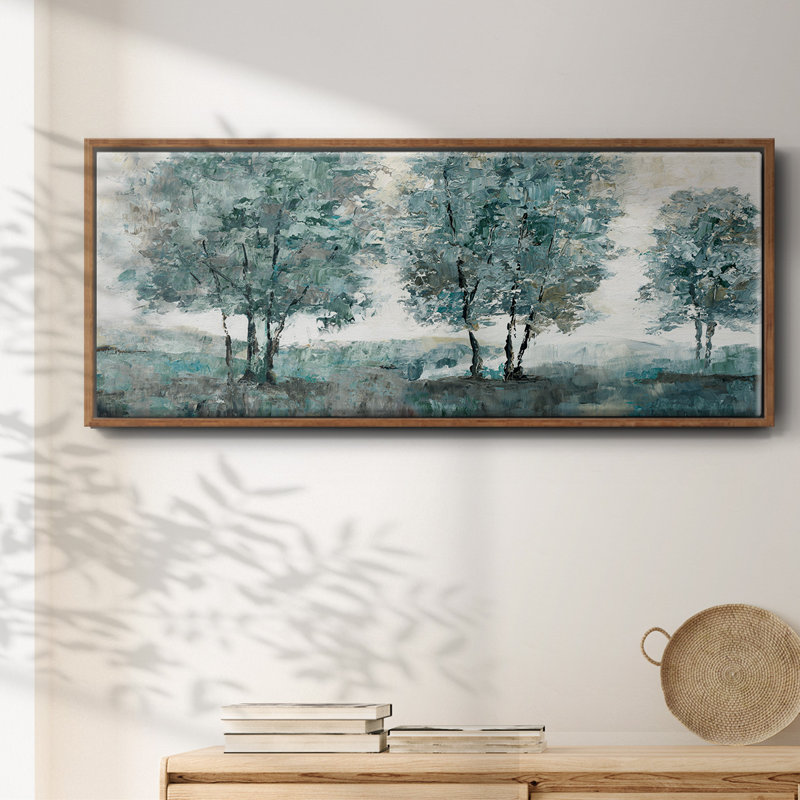 Teal Sentinel- Framed Canvas, 20" H x 50" W