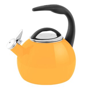 Creative Home 1.0 Qt. Stainless Steel Tea Kettle Teapot with Folding  Handle, Removable Infuser Basket for Tea Bag Loose Tea Leaves, Orange
