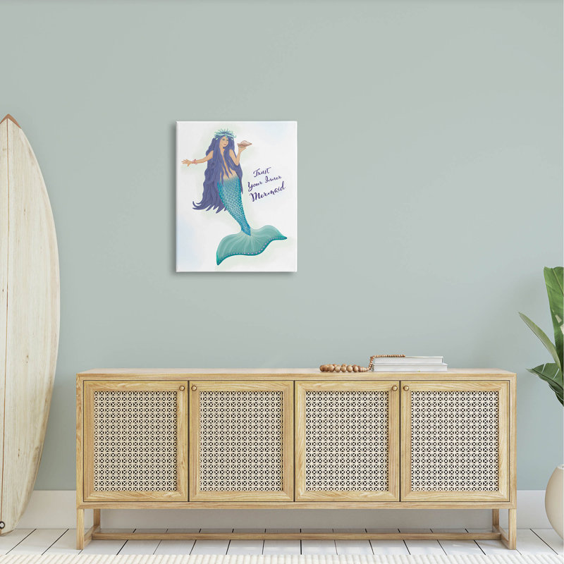 «Trust Your Inner Mermaid», estampe numérique par Darlene Seale, H 30 po x l 24 po x P 1,5 po, Estampe numérique Farmhouse