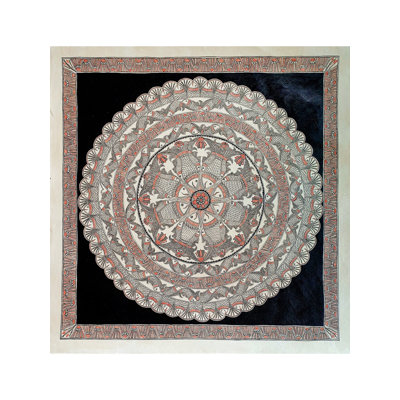 Fishes And Lotus Mandala Art | Acrylic On Handmade Paper | By Shruti Subramani
