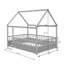 Lit en bois gris avec toit de maison et clôture stable stable