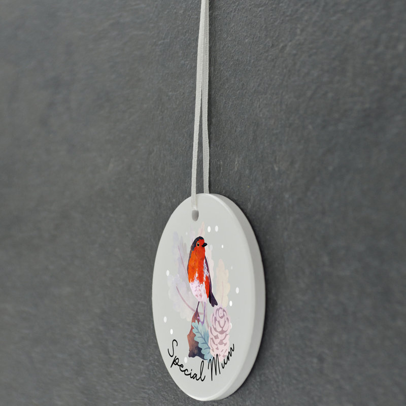 The Seasonal Aisle Special Mum Festive Robin Circle Shaped Ceramic Ornament