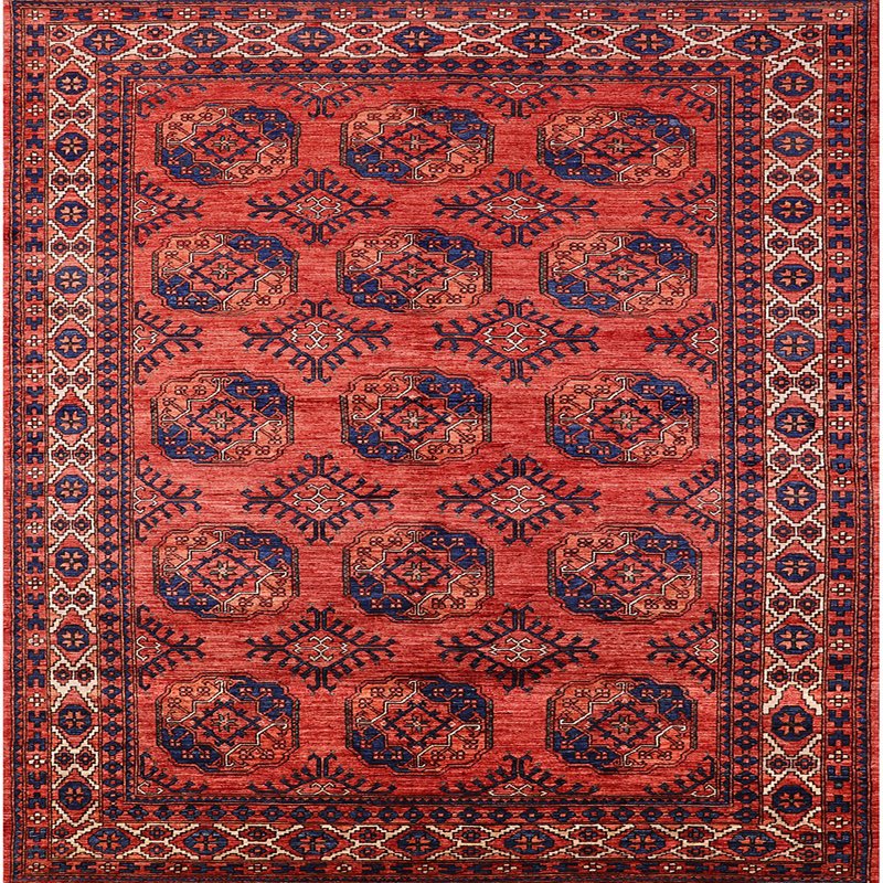 Tapis de style oriental rouge, Carré 5 pi