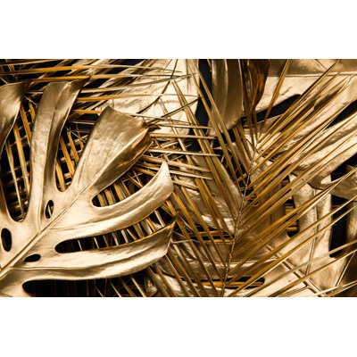 Gold Tropical Leaves - Wrapped Canvas Print