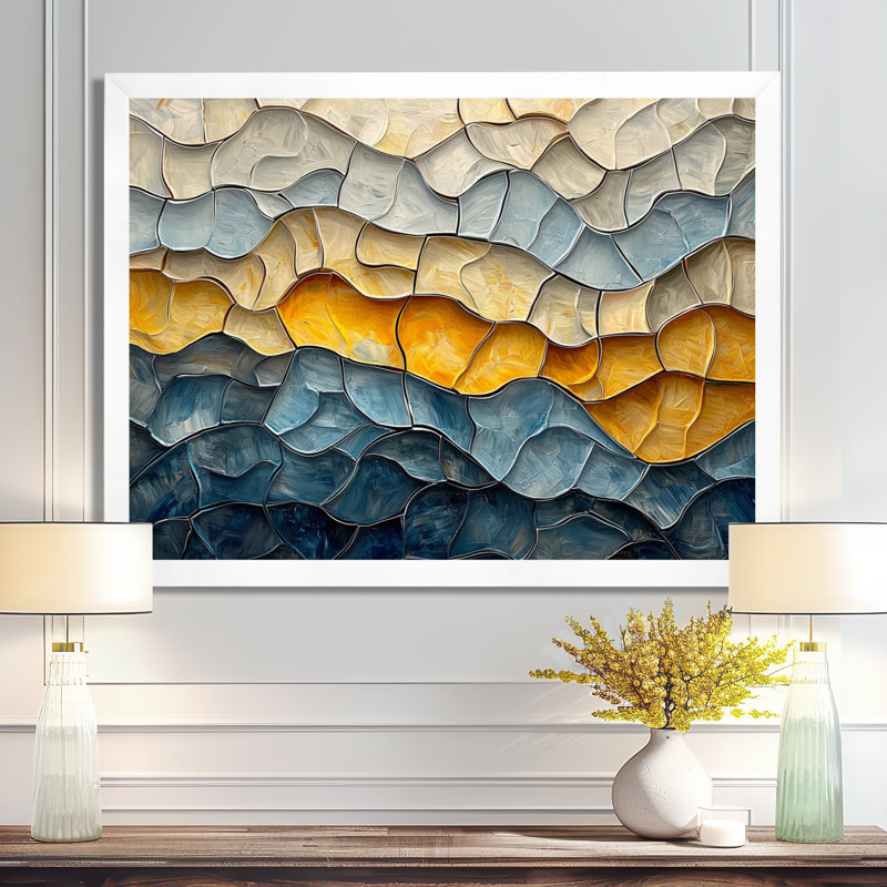 «Waves», art mural mural, Reproduction encadrée d'une seule photo, H 12 po x l 20 po, Blanc