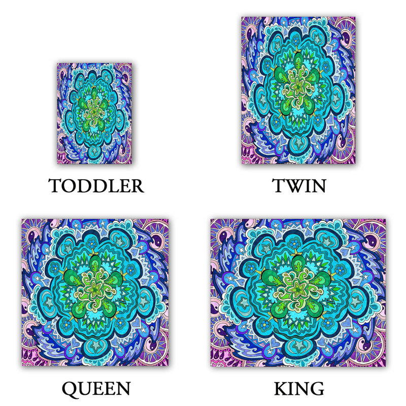 Ensemble de housse de couette mystic mandala, 1 housse de couette grand + 2 taies standards