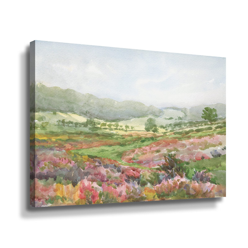 Champ de fleurs - reproduction sur toile avec cadre flottant, Toile tendue, H 14 po x l 18 po x P 2 po