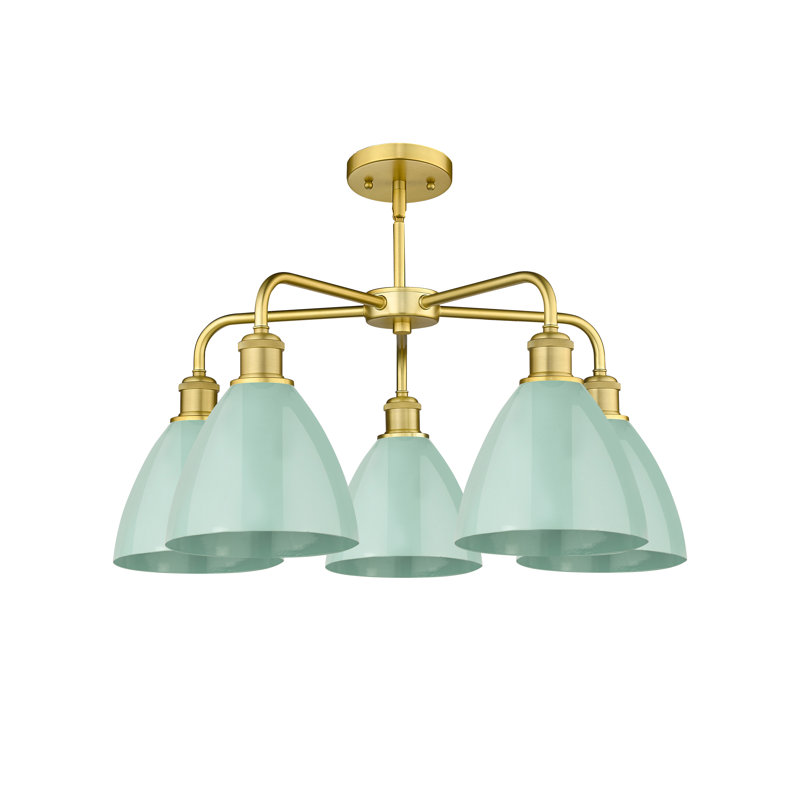 Lustre en dôme à 5 lumières Trickett, Écume de mer, Or satiné