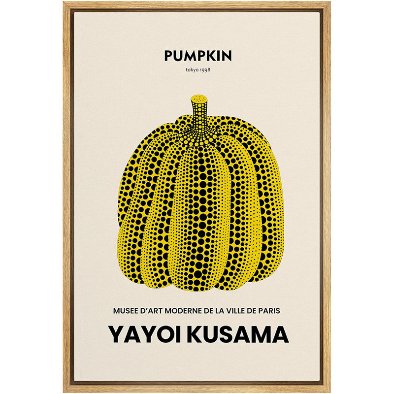 «Japanese Pumpkin» par Yayoi Kusama - Impression sur toile, H 36 po x l 24 po x P 1,5 po, Encadré naturel