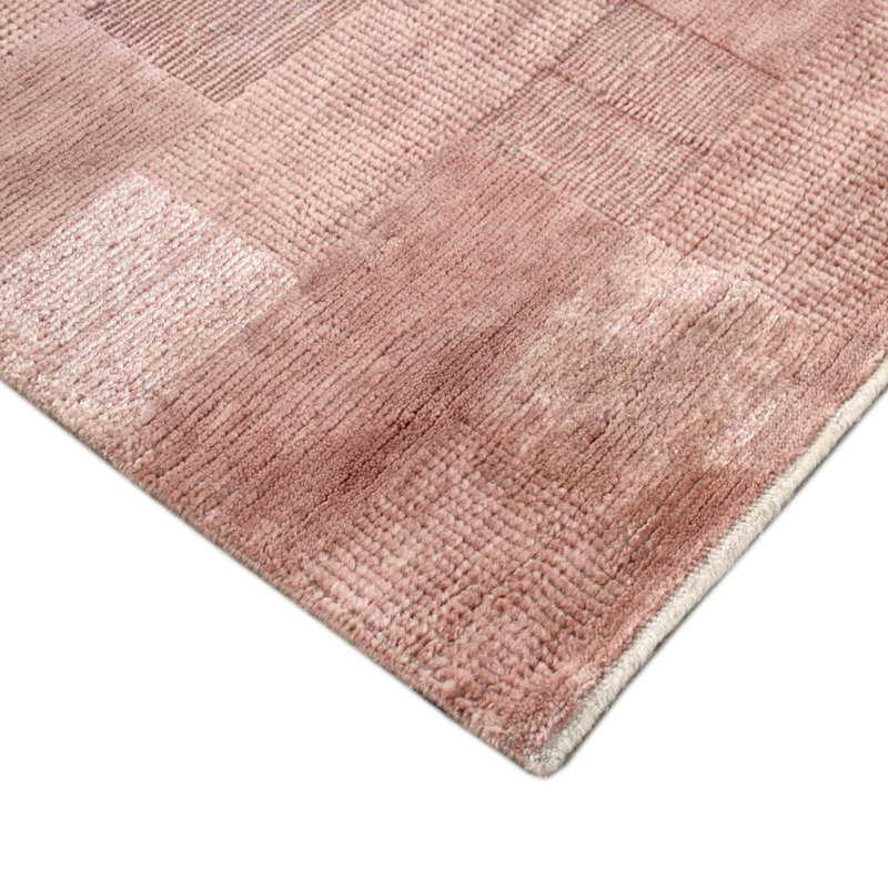 Pink Contemporary Wool Rug, Rectangle 9' x 12'