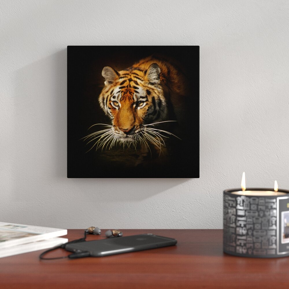 Glasbild Tiger II in Schwarz