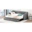 Lit de jour gris, du format Twin XL au format King, avec tiroirs de rangement - Lit moderne et pratique pour la maison - Lit de jour rembourré, chambres élégantes et fonctionnelles