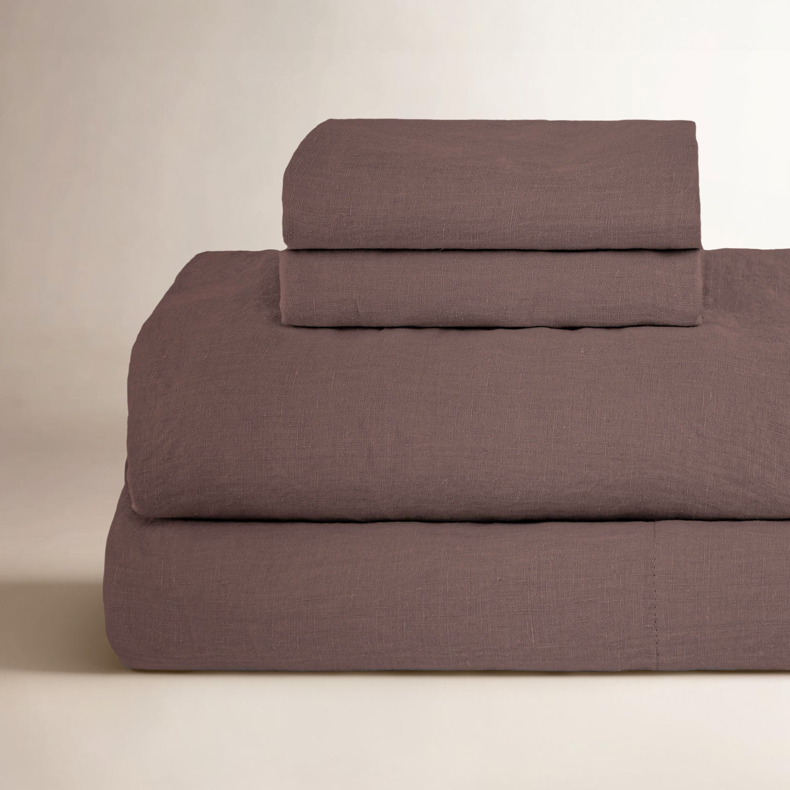 100% French Linen Sheet Set, Clove, King Sheet Set with 2 Pillowcases