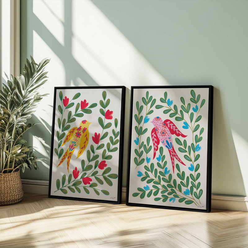 Ensoleillé Sunny Garden, ensemble de 2 impressions, 18 po x 12 po, Toile avec cadre, Blanc opaque