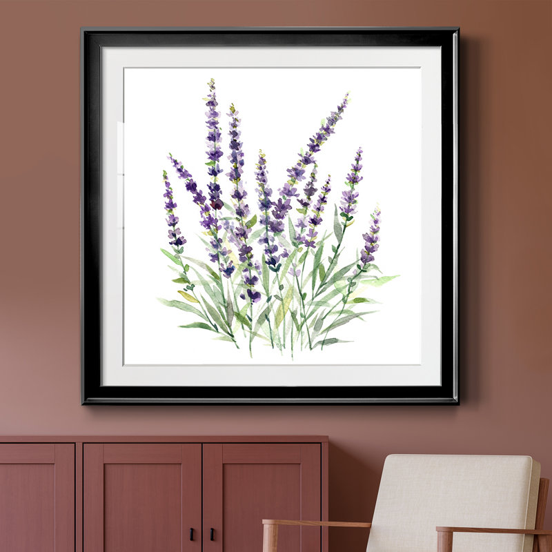 Lavande botanique I - peinture encadrée, Toile avec cadre noir, H 30,5 po x l 30,5 po x P 1,5 po