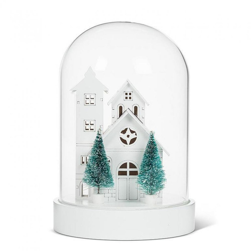 Maison de ville et cloche d'arbre avec lumière décorative à DEL
