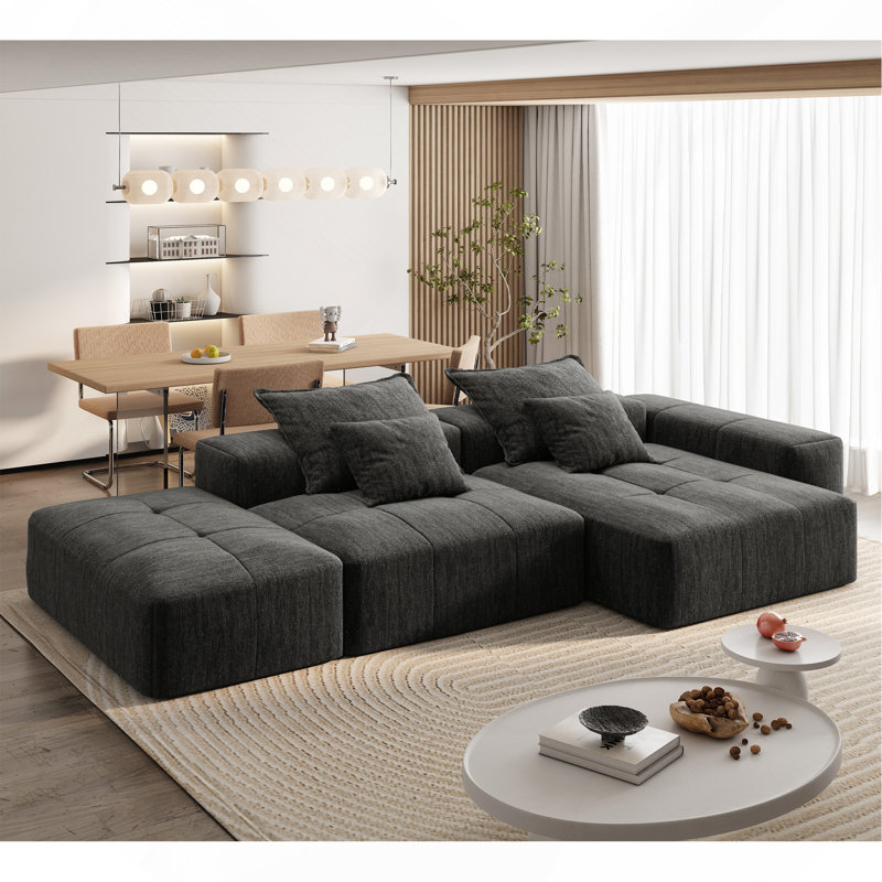 Canapé modulaire surdimensionné moderne avec repose-pieds, Noir