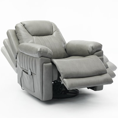  Electric Automatic Rocking Recliner Chair for Adults with 3 Speeds, Wired Remote Control, Leather Power Auto Rocking Recliner, 5-15 Minutes Rocking Timer Function, for Living Room/Nursery, Gray