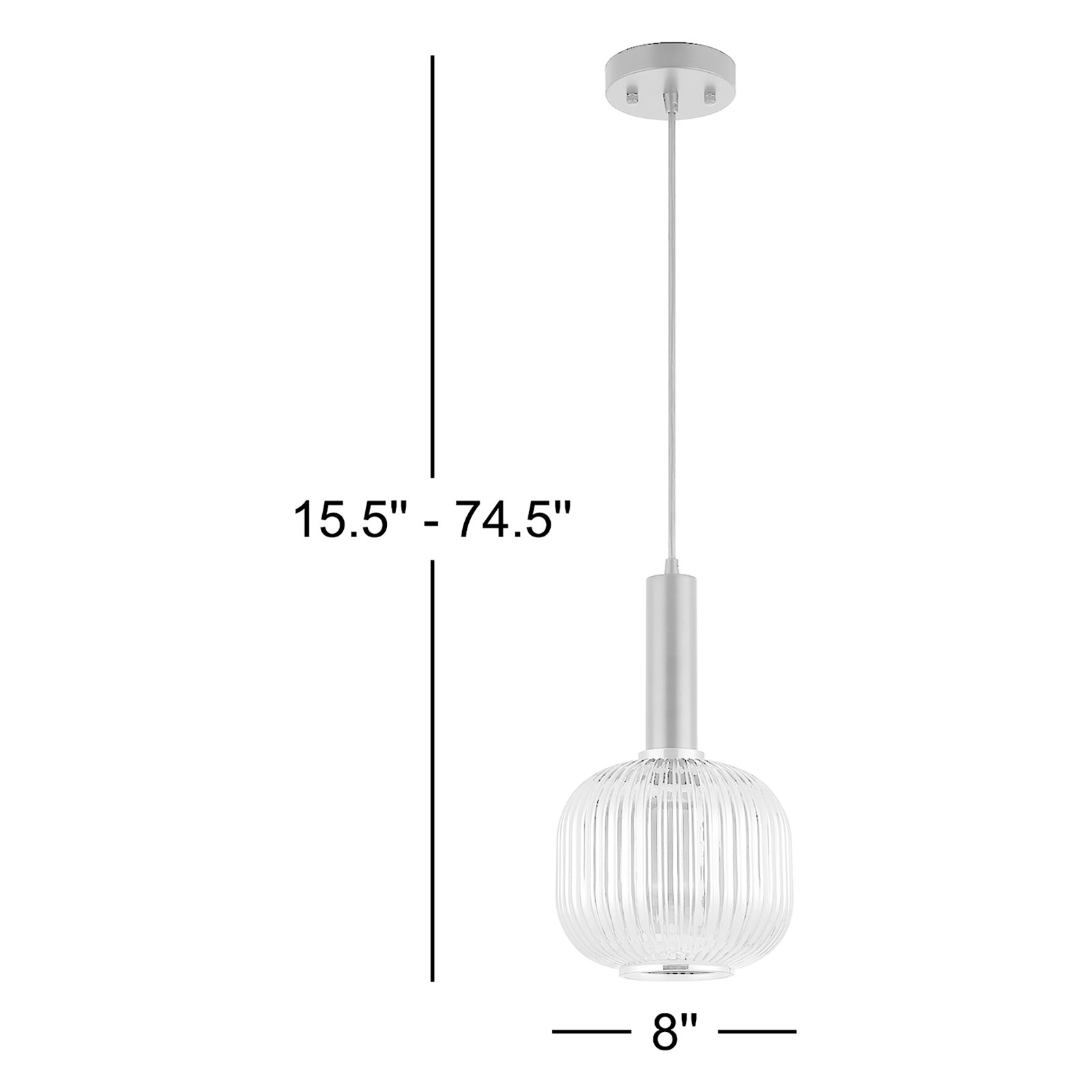 Kumi Single Light Ribbed Glass Dimmable Pendant