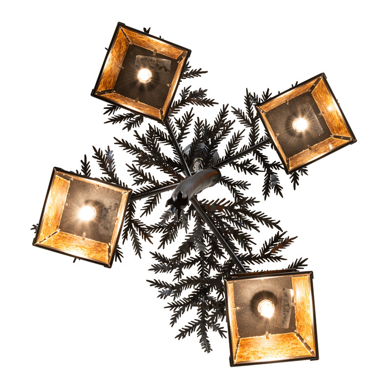 28" Wide Pine Branch Valley View 4 Light Chandelier