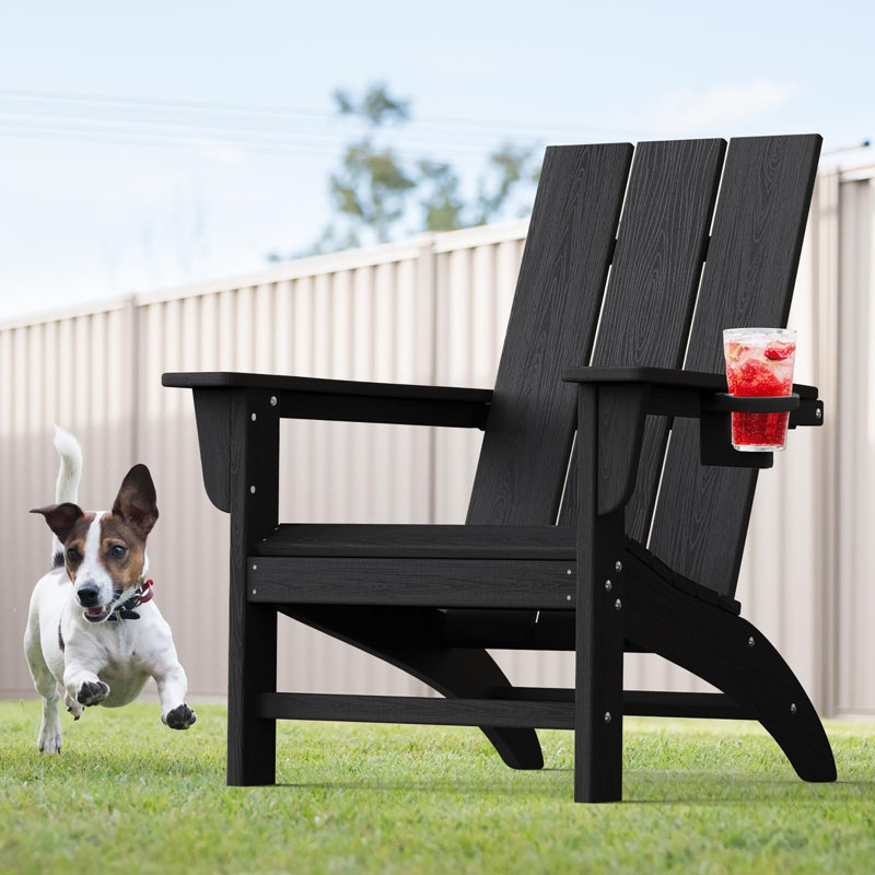 Adirondack Chair with Cup Holder, Black