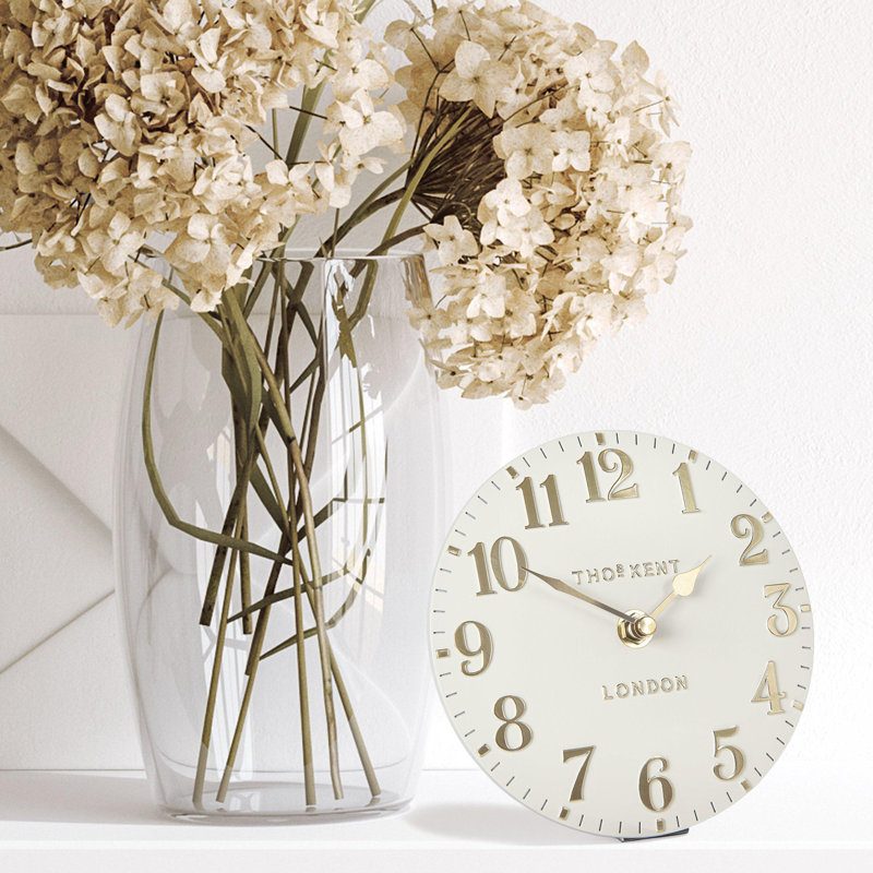 Metal Wall Clock, Cream, 15 cm H x 15 cm W x 5 cm D